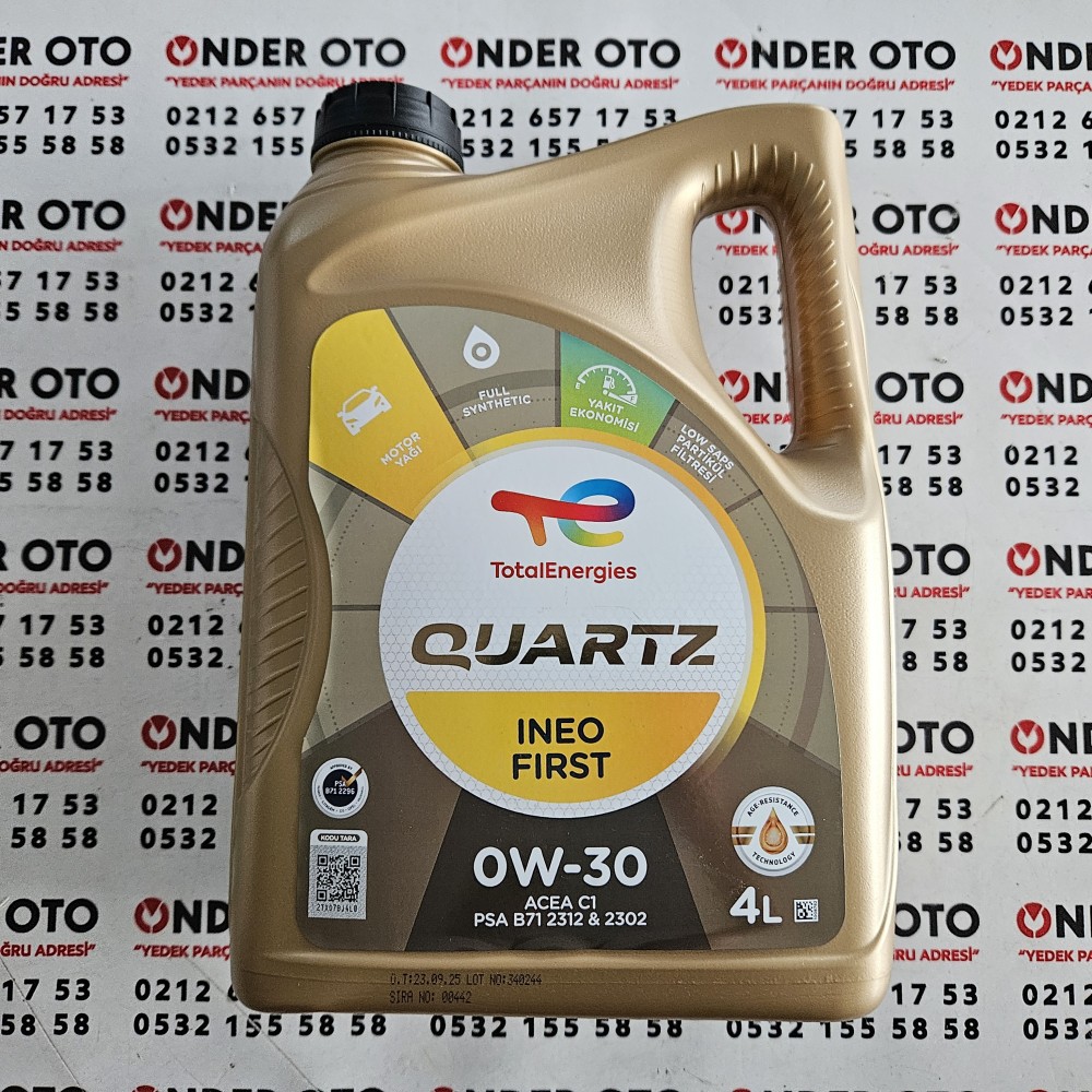 0W30 MOTOR YAĞI 4LT / TOTAL QUARTZ İNEO FİRST