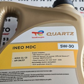 5W30 MOTOR YAĞI 4LT / TOTAL QUARTZ İNEO MDC